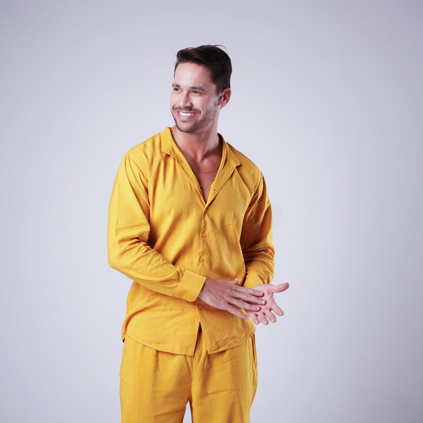 MEN CLASSIC LINEN SET - YELLOW