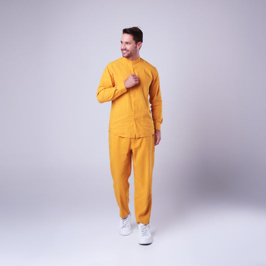 MEN CLASSIC LINEN SET - YELLOW