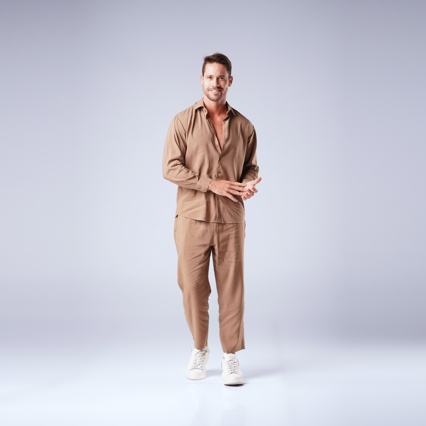 MEN CLASSIC LINEN SET - BROWN