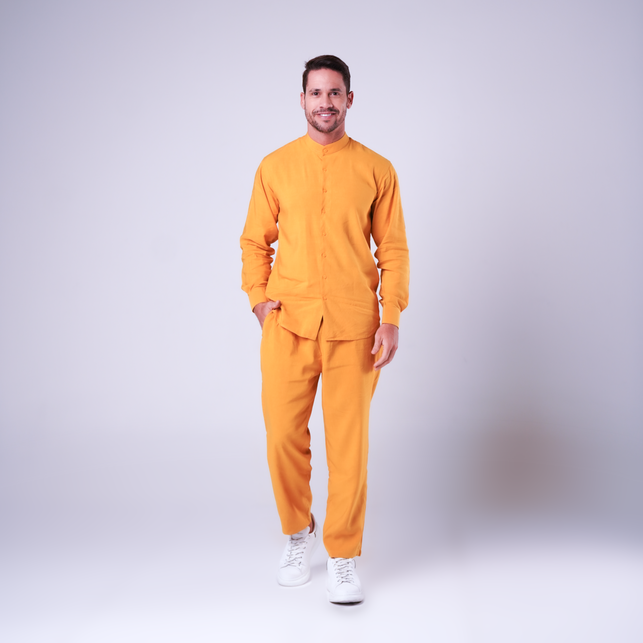 MEN CLASSIC LINEN SET - YELLOW