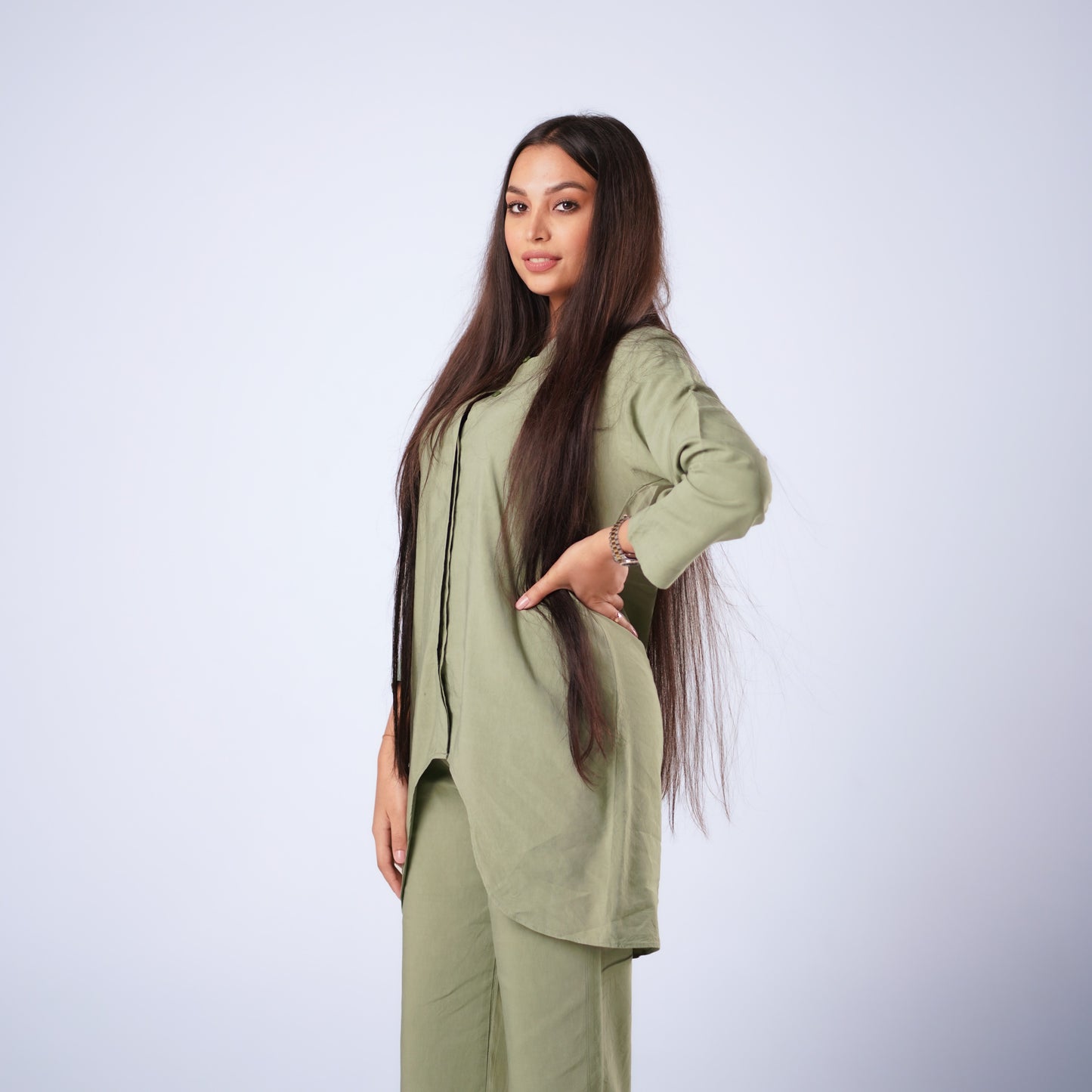 WOMEN CLASSIC LINEN SET - BABY GREEN