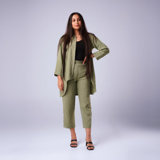 WOMEN CLASSIC LINEN SET - BABY GREEN