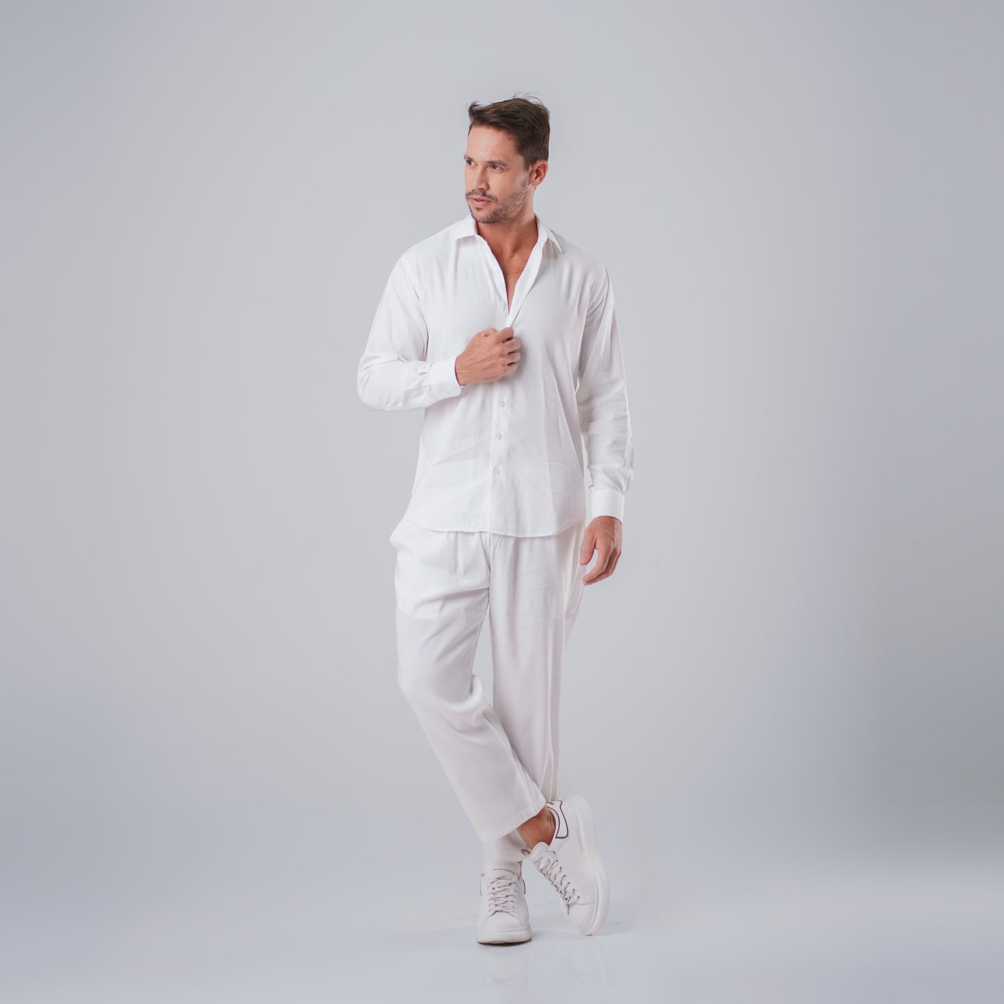 MEN CLASSIC LINEN SET - WHITE