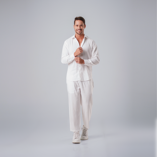 MEN CLASSIC LINEN SET - WHITE